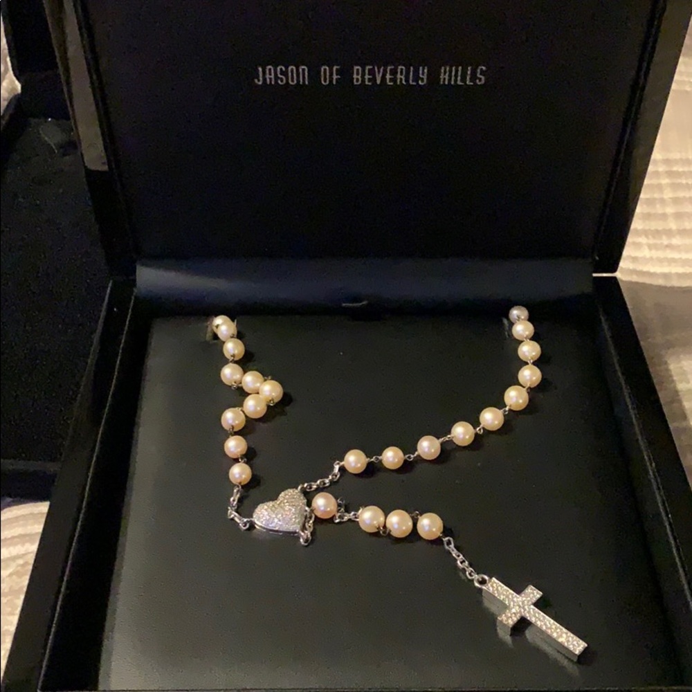 Jason of Beverly Hills pearl heart rosary